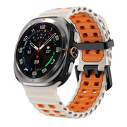 For Samsung Galaxy Watch Ultra 47mm / Ultra 2025 Kalebol Ocean Two-tone Silicone Strap(Starlight Orange)