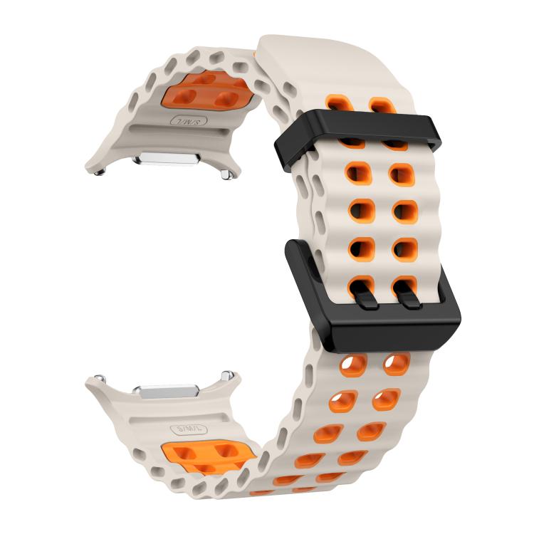For Samsung Galaxy Watch Ultra 47mm / Ultra 2025 Kalebol Ocean Two-tone Silicone Strap(Starlight Orange)