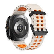 For Samsung Galaxy Watch Ultra 47mm / Ultra 2025 Kalebol Ocean Two-tone Silicone Strap(Starlight Orange)