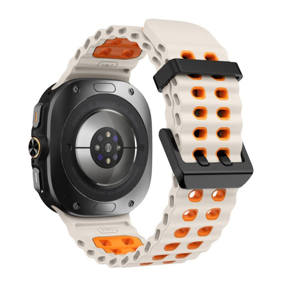 For Samsung Galaxy Watch Ultra 47mm / Ultra 2025 Kalebol Ocean Two-tone Silicone Strap(Starlight Orange)