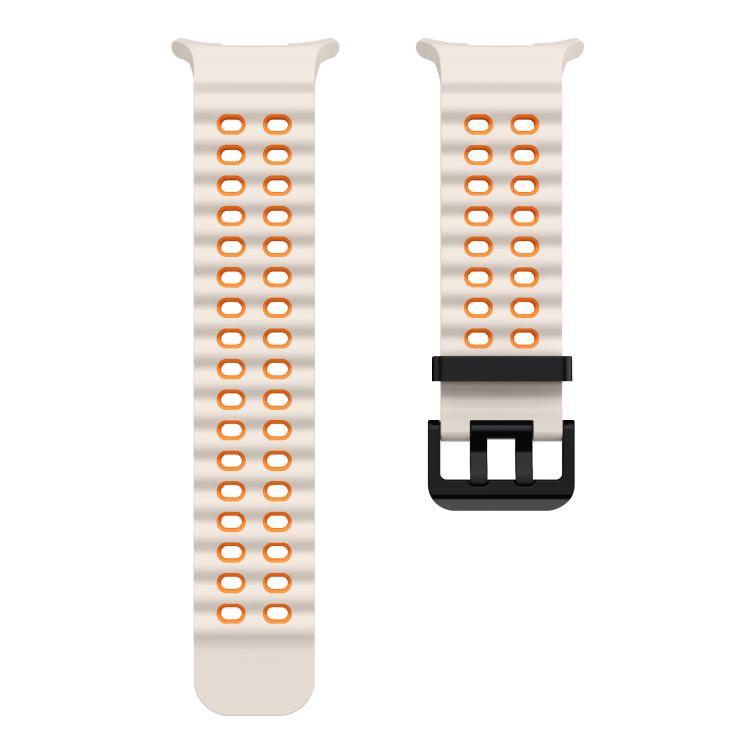 For Samsung Galaxy Watch Ultra 47mm / Ultra 2025 Kalebol Ocean Two-tone Silicone Strap(Starlight Orange)
