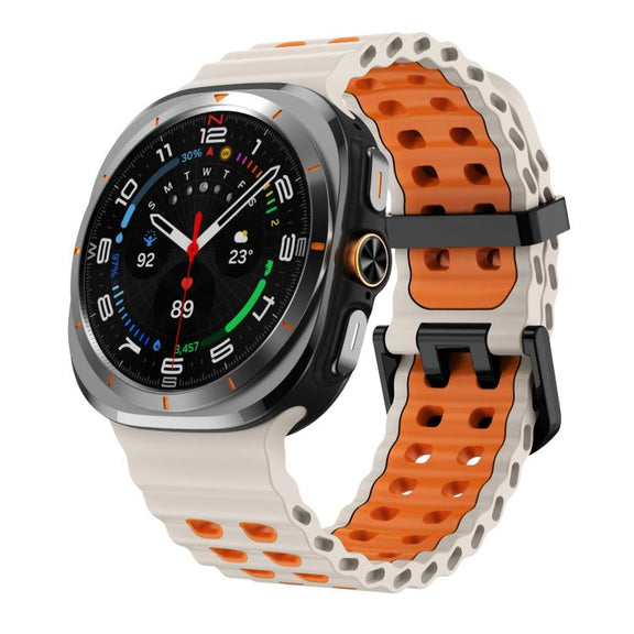 For Samsung Galaxy Watch Ultra 47mm / Ultra 2025 Kalebol Ocean Two-tone Silicone Strap(Starlight Orange)