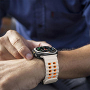 For Samsung Galaxy Watch Ultra 47mm / Ultra 2025 Kalebol Ocean Two-tone Silicone Strap(Starlight Orange)