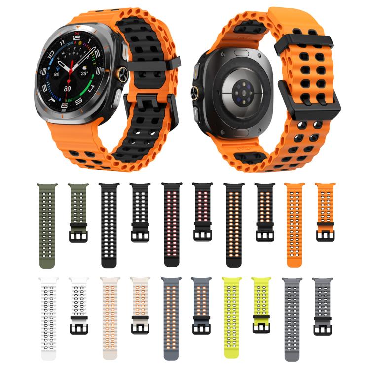 For Samsung Galaxy Watch Ultra 47mm / Ultra 2025 Kalebol Ocean Two-tone Silicone Strap(Starlight Orange)