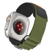 For Apple Watch 46mm / 49mm / 45mm / 44mm Kalebol Compass Nylon Loop Watch Strap(Black Army Green)