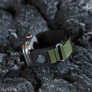For Apple Watch 46mm / 49mm / 45mm / 44mm Kalebol Compass Nylon Loop Watch Strap(Black Army Green)