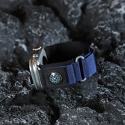 For Apple Watch 46mm / 49mm / 45mm / 44mm Kalebol Compass Nylon Loop Watch Strap(Black Blue)