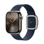 For Apple Watch 46mm / 49mm / 45mm / 44mm Modern Style Leather Watch Band(Dark Blue)