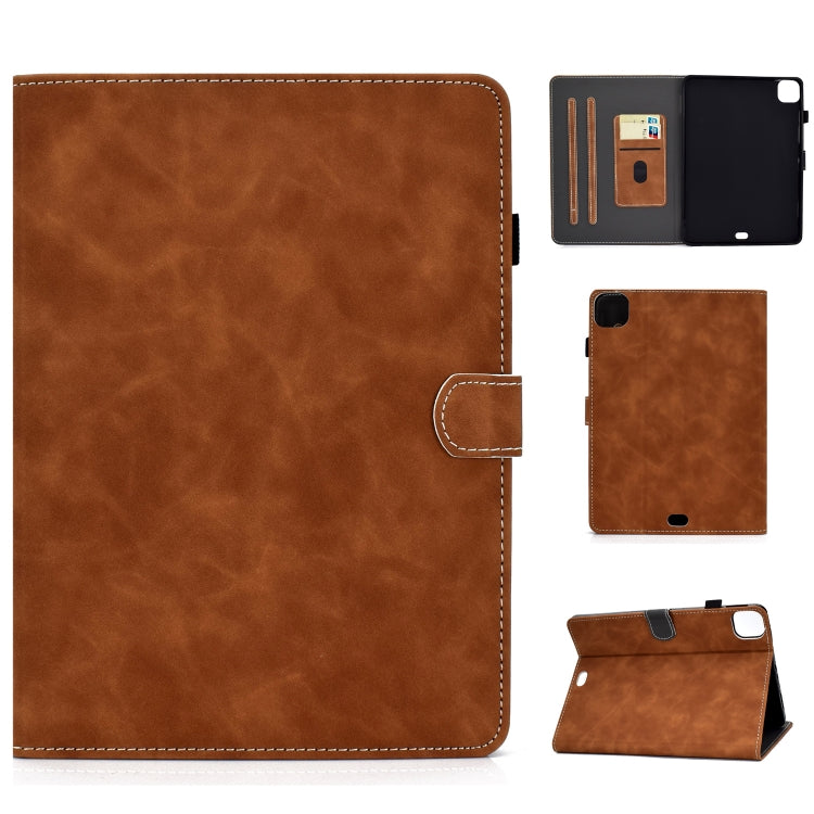 For iPad Air 2022 / 2020 10.9 Cowhide Texture Horizontal Flip Leather Case with Holder & Card Slots & Sleep / Wake-up Function(Brown) - free shipping - PMC TechLife - Order now!