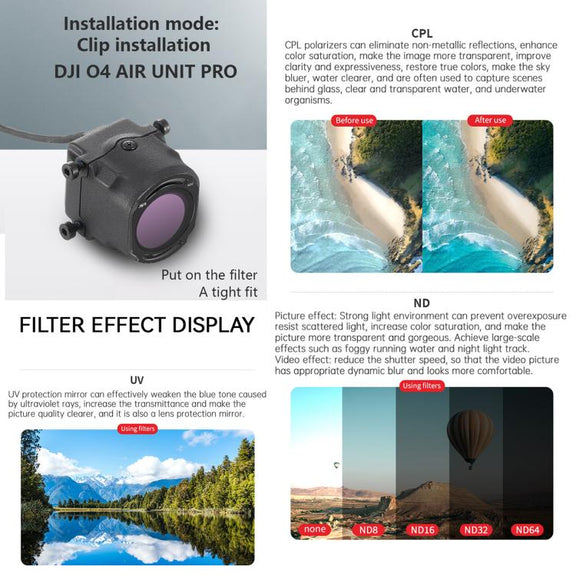 For DJI O4 Air Unit Pro / Avata 2 JSR YB Series Camera Lens Filter, Filter:ND16PL