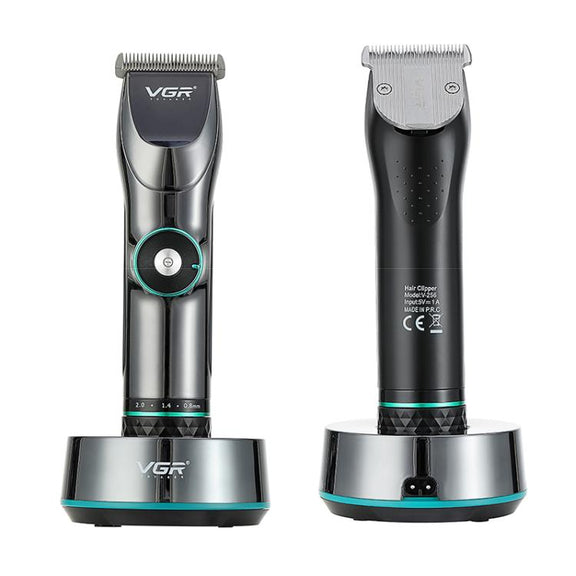 VGR V-256 5-gear Fine-tuning Digital Display USB Hair Clipper with Holder(Black)