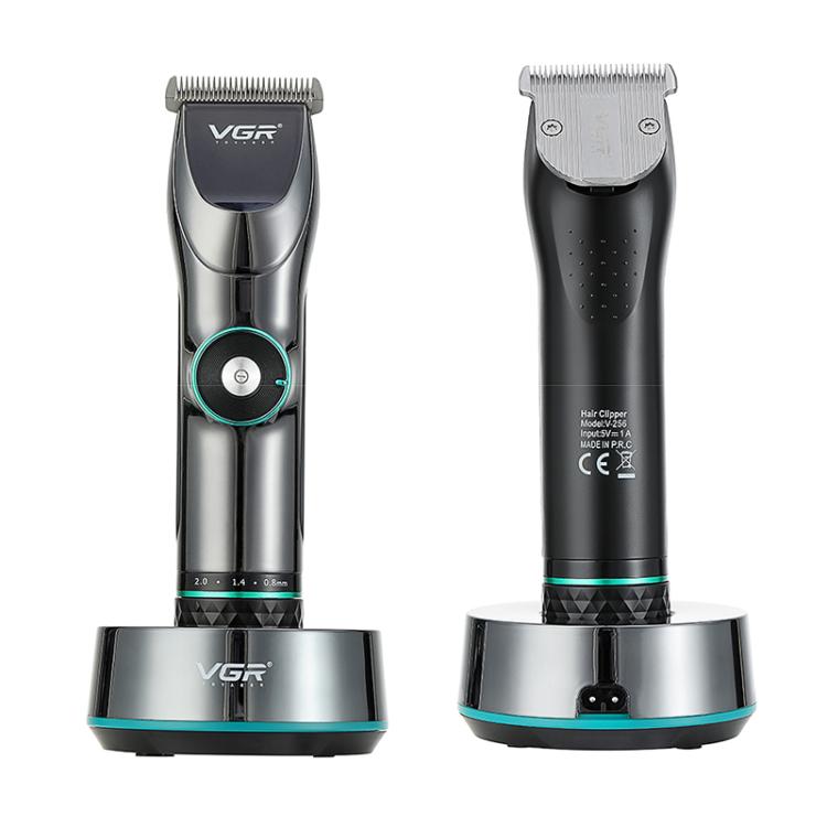 VGR V-256 5-gear Fine-tuning Digital Display USB Hair Clipper with Holder(Black)