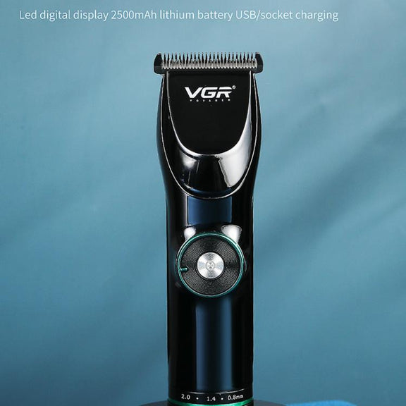 VGR V-256 5-gear Fine-tuning Digital Display USB Hair Clipper with Holder(Black)