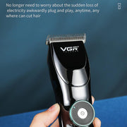 VGR V-256 5-gear Fine-tuning Digital Display USB Hair Clipper with Holder(Black)