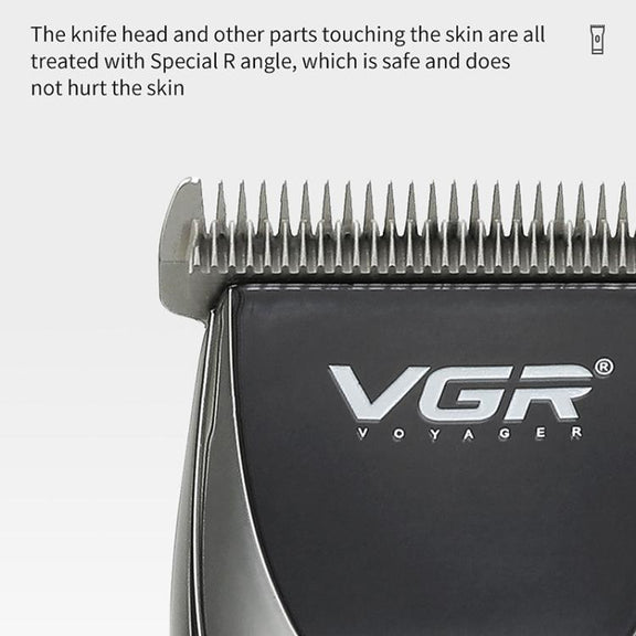 VGR V-256 5-gear Fine-tuning Digital Display USB Hair Clipper with Holder(Black)