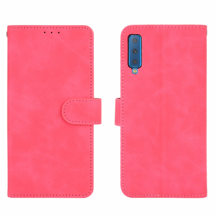 For Samsung Galaxy A7 (2018) Solid Color Skin Feel Magnetic Buckle Horizontal Flip Calf Texture PU Leather Case with Holder & Card Slots & Wallet(Rose Red) - Galaxy Phone Cases by PMC TechLife | Online Shopping South Africa | PMC TechLife