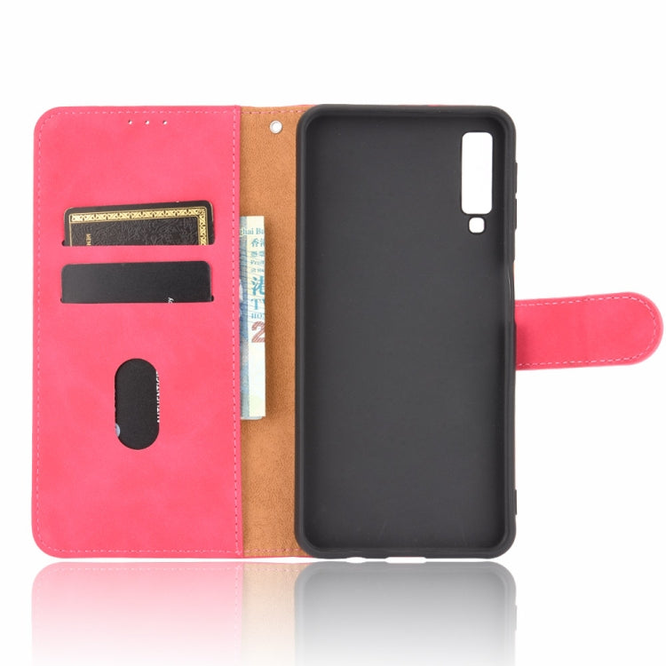For Samsung Galaxy A7 (2018) Solid Color Skin Feel Magnetic Buckle Horizontal Flip Calf Texture PU Leather Case with Holder & Card Slots & Wallet(Rose Red) - Galaxy Phone Cases by PMC TechLife | Online Shopping South Africa | PMC TechLife
