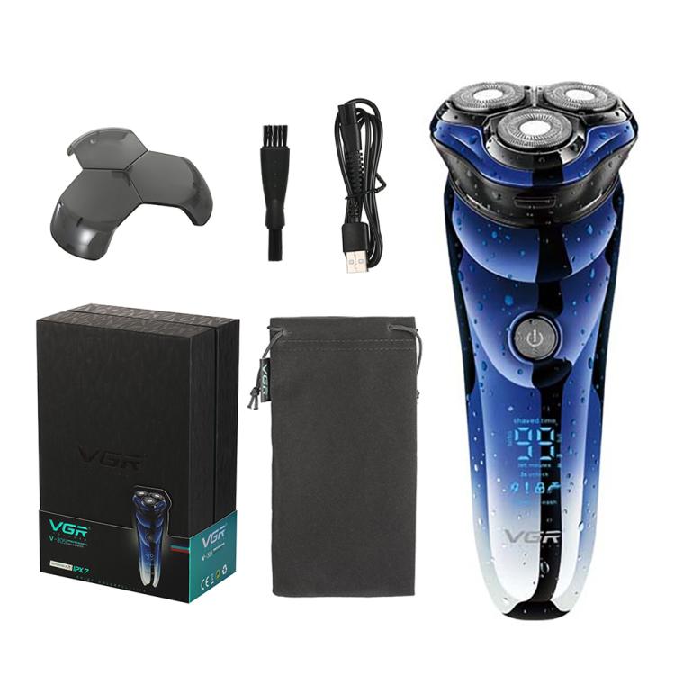VGR V-305 Rotating Three-blade IPX7 Men Electric Shaver(Blue) - free shipping - PMC TechLife - Order now!