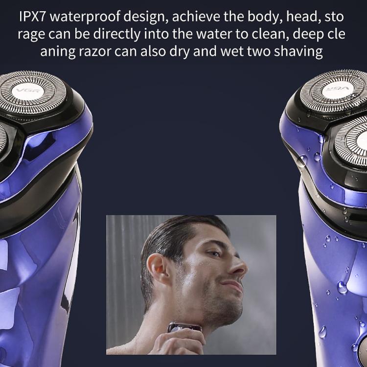 VGR V-305 Rotating Three-blade IPX7 Men Electric Shaver(Blue) - free shipping - PMC TechLife - Order now!