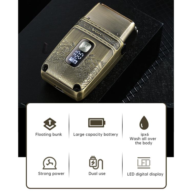 VGR V-335 Retro Digital Display IPX6 Electric Shaver(Gold) - free shipping - PMC TechLife - Order now!
