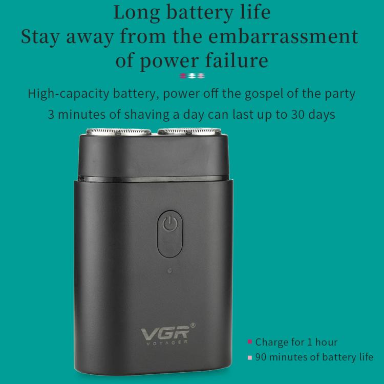 VGR V-341 Rotating 2 Cuttter Head Portable Electric Shaver(Black)