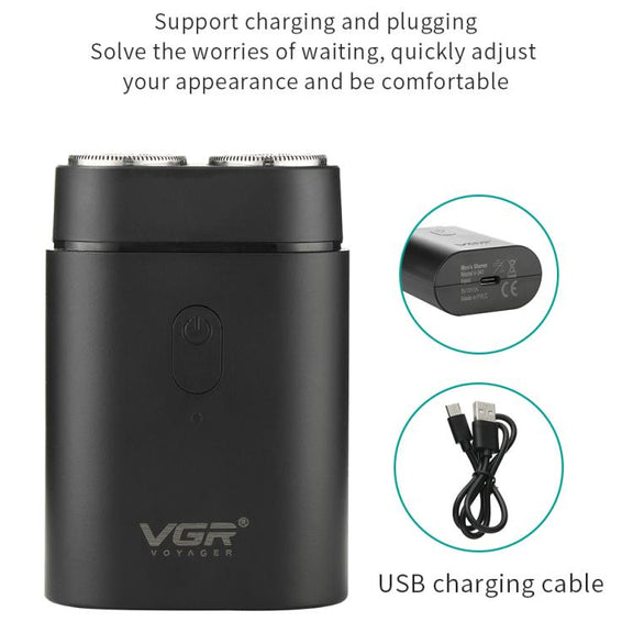 VGR V-341 Rotating 2 Cuttter Head Portable Electric Shaver(Black)
