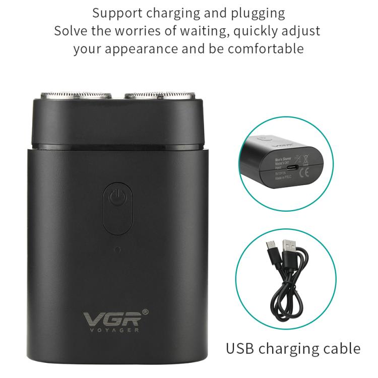 VGR V-341 Rotating 2 Cuttter Head Portable Electric Shaver(Black)