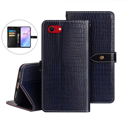 For iPhone 16e idewei Crocodile Texture Leather Phone Case(Dark Blue) - free shipping - PMC Jewellery - Order now!