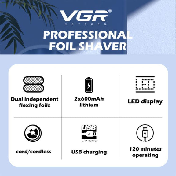 VGR V-352 Double Cutter Head Portable Electric Foil Shaver(Transparent Black)