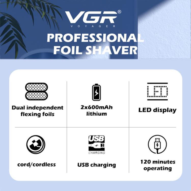VGR V-352 Double Cutter Head Portable Electric Foil Shaver(Transparent Black)