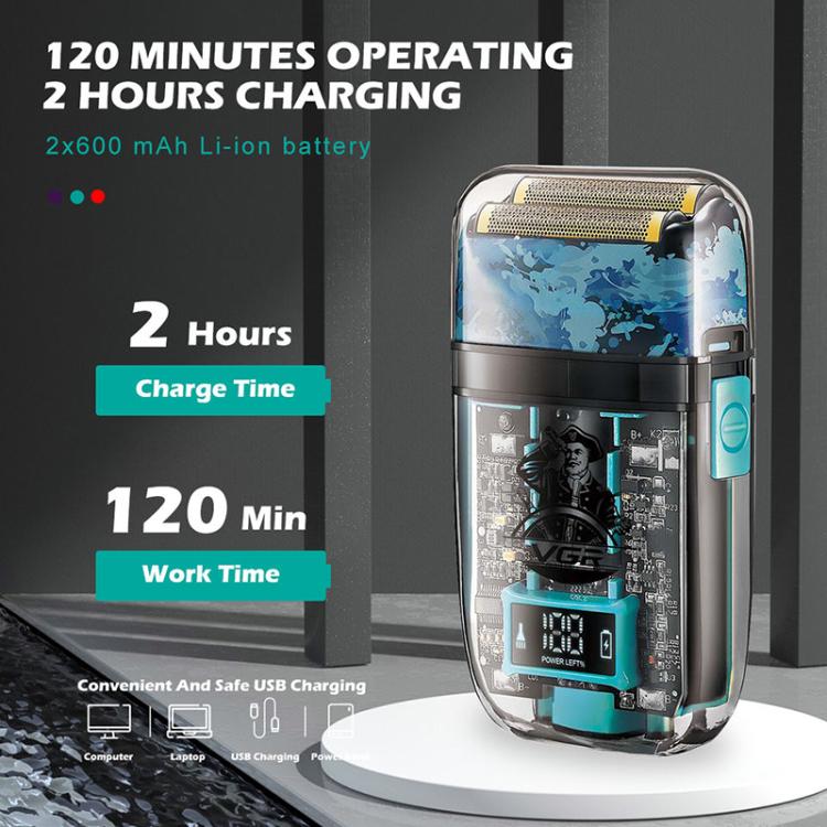 VGR V-352 Double Cutter Head Portable Electric Foil Shaver(Transparent Black) - free shipping - PMC TechLife - Order now!