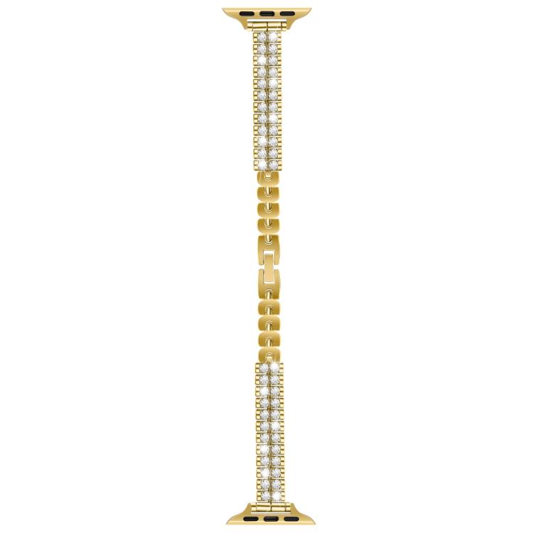 For Apple Watch 46mm / 49mm / 45mm / 44mm Slim Train Section Diamond Metal Watch Band(Gold)