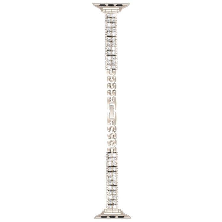 For Apple Watch 46mm / 49mm / 45mm / 44mm Slim Train Section Diamond Metal Watch Band(Starlight)