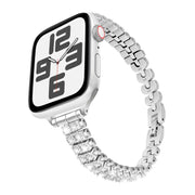 For Apple Watch 46mm / 49mm / 45mm / 44mm Slim Train Section Diamond Metal Watch Band(Silver)
