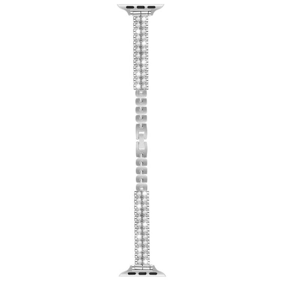 For Apple Watch 46mm / 49mm / 45mm / 44mm Slim Train Section Diamond Metal Watch Band(Silver)