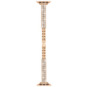 For Apple Watch 42mm / 41mm / 40mm / 38mm Slim Train Section Diamond Metal Watch Band(Rose Gold)