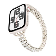 For Apple Watch 42mm / 41mm / 40mm / 38mm Slim Train Section Diamond Metal Watch Band(Starlight)