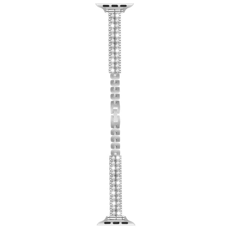 For Apple Watch 42mm / 41mm / 40mm / 38mm Slim Train Section Diamond Metal Watch Band(Silver)