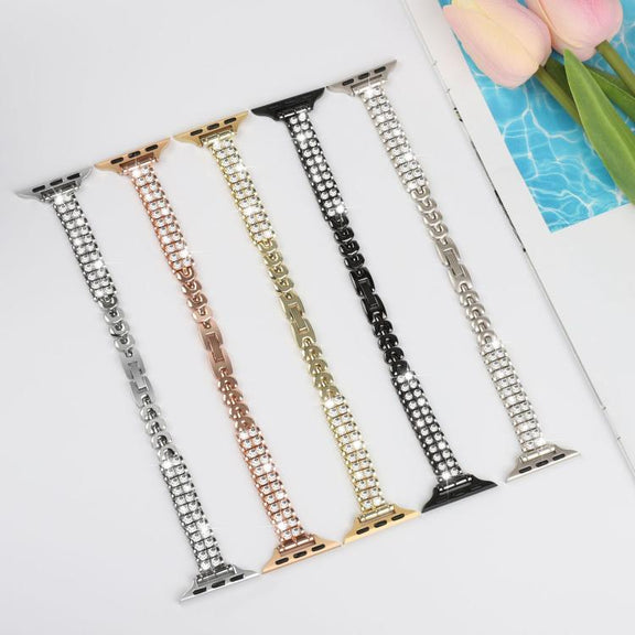 For Apple Watch 46mm / 49mm / 45mm / 44mm Slim Train Section Diamond Metal Watch Band(Silver)