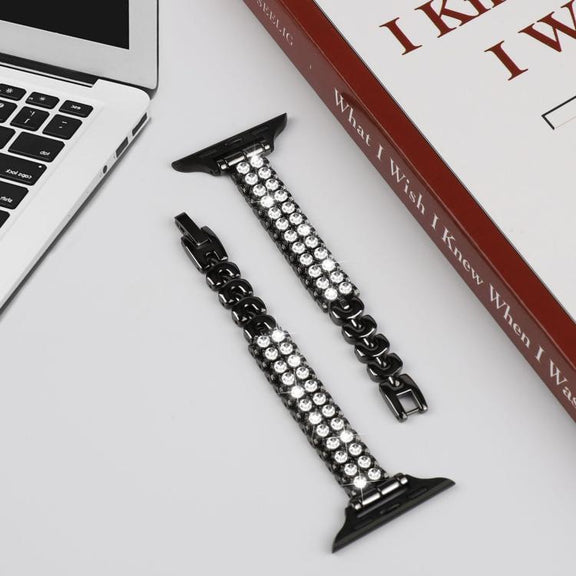 For Apple Watch 42mm / 41mm / 40mm / 38mm Slim Train Section Diamond Metal Watch Band(Silver)