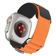 For Apple Watch 42mm / 41mm / 40mm / 38mm Compass Nylon Loop Watch Band(Black Orange)