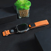 For Apple Watch 42mm / 41mm / 40mm / 38mm Compass Nylon Loop Watch Band(Black Orange)
