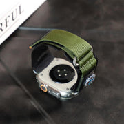 For Apple Watch 42mm / 41mm / 40mm / 38mm Compass Nylon Loop Watch Band(Black Army Green)
