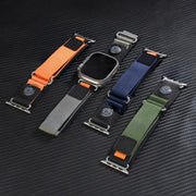 For Apple Watch 42mm / 41mm / 40mm / 38mm Compass Nylon Loop Watch Band(Black Orange)