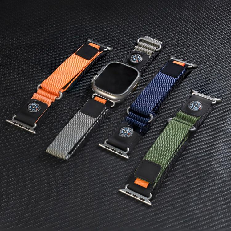 For Apple Watch 42mm / 41mm / 40mm / 38mm Compass Nylon Loop Watch Band(Black Blue)