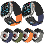 For Apple Watch 46mm / 49mm / 45mm / 44mm Compass Nylon Loop Watch Band(Black Orange)