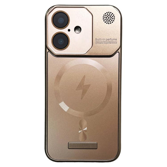 For iPhone 16 Plus Frameless Aromatherapy MagSafe Magnetic PC Phone Case(Gold) - free shipping - PMC Jewellery - Order now!