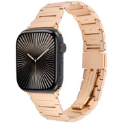 For Apple Watch 46mm / 49mm / 45mm / 44mm I-Shaped Folding Magnetic Buckle Metal Watch Band(Rose Gold)