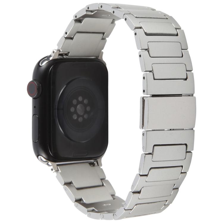 For Apple Watch 46mm / 49mm / 45mm / 44mm I-Shaped Folding Magnetic Buckle Metal Watch Band(Silver)