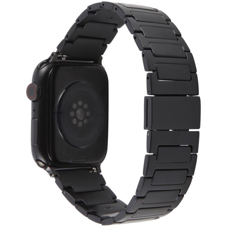 For Apple Watch 42mm / 41mm / 40mm / 38mm I-Shaped Folding Magnetic Buckle Metal Watch Band(Black)